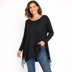 Earthbound Trading Co Womens Boho Fairycore Knit Tunic Top Sz Small Black NWT